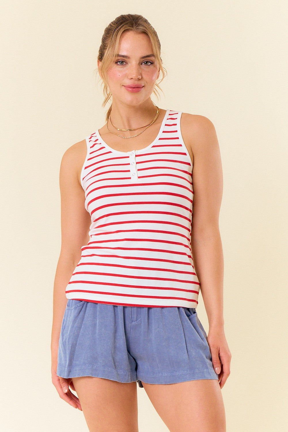 Henley Stripe Tank