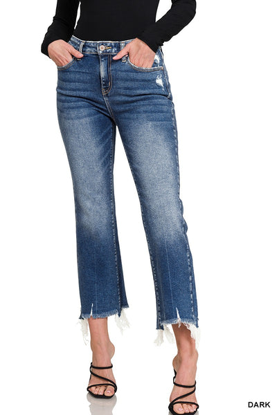 Zenana Kick Crop Flare Denim