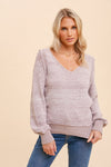 Two-ToneBubble Sleeve Sweater Pullover