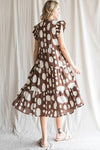 Cow Print Tiered Midi Dress