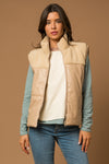 Faux Leather Sherpa Mix Vest