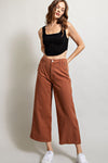 Mineral Washed Button Cropped Pant