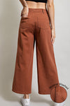 Mineral Washed Button Cropped Pant