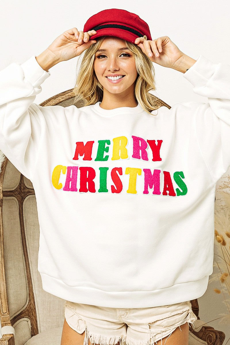 Merry Christmas Patches Pullover