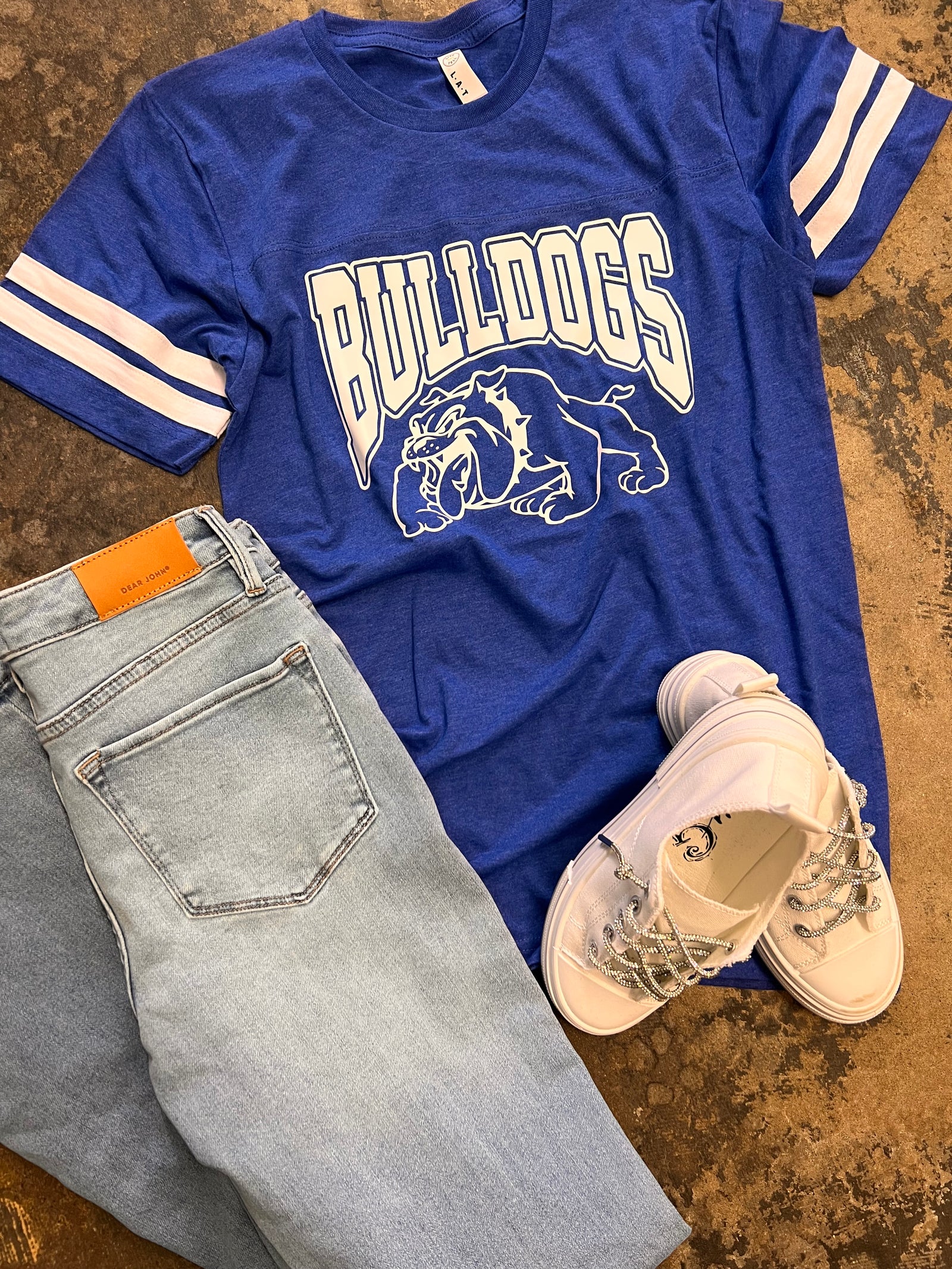 Bulldogs Ringer Sleeve Mascot Tee