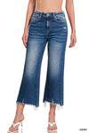 Zenana Mid Rise Straight Raw Hem Denim