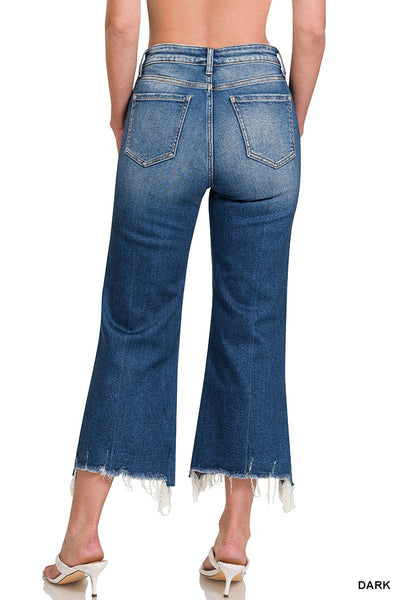 Zenana Mid Rise Straight Raw Hem Denim