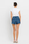 Vervet High Rise Slit Raw Hem A-Line Shorts