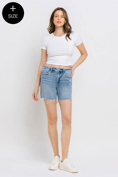 Vervet Plus Size High Rise Midi Shorts