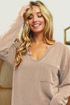 Rib Notch Neck Pocket Top