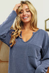 Rib Notch Neck Pocket Top