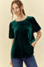 Velvet Wrinkle Short Puffed Sleeves Top