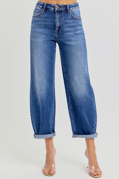Risen High Rise Crop Mild Barrel Jeans