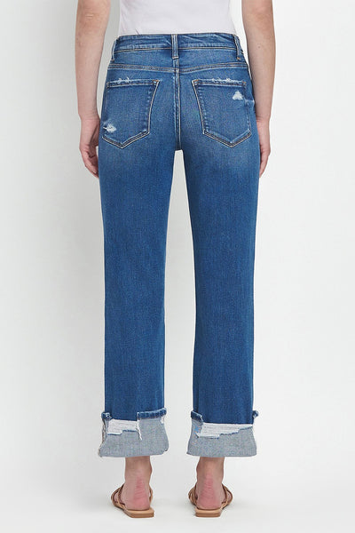 Vervet Victoria High Rise Cuffed Straight Jeans