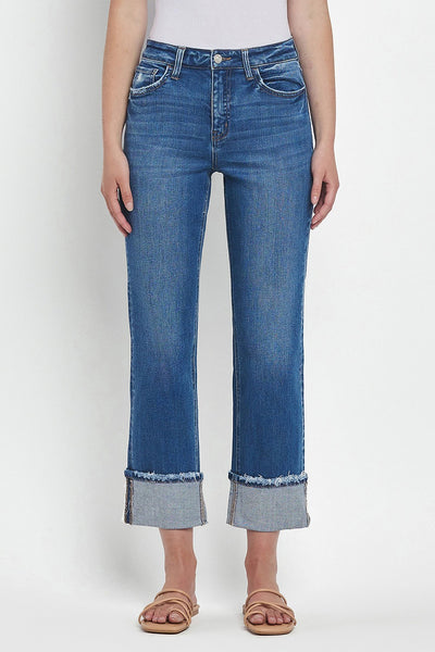 Vervet Victoria High Rise Cuffed Straight Jeans