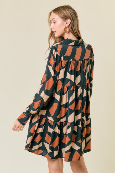 Abstract Tiered Dress