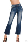 Zenana High Rise Straight Raw Hem Cropped Denim