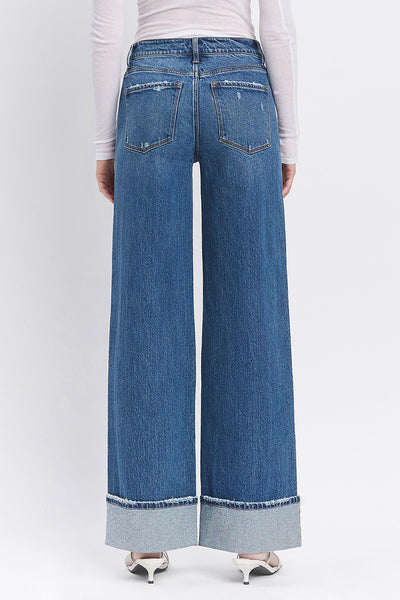 Vervet Kris High Rise Cuffed Baggy Wide Jeans