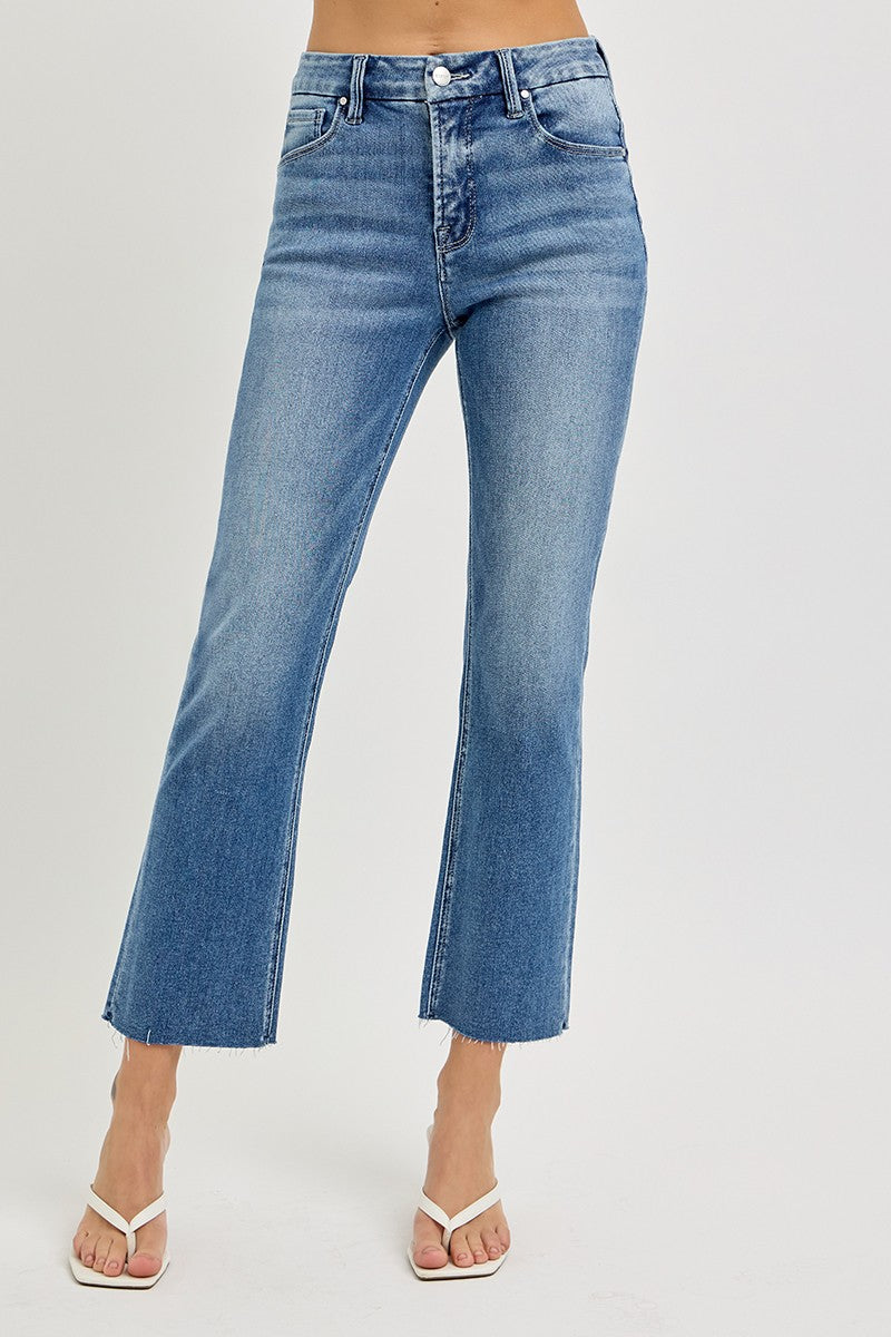 Risen Tummy Control High Rise Crop Straight Jeans