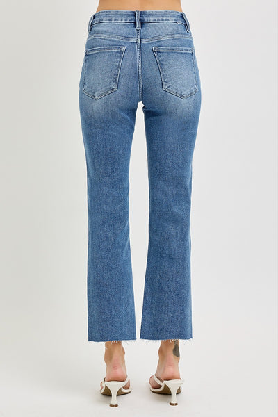Risen Tummy Control High Rise Crop Straight Jeans