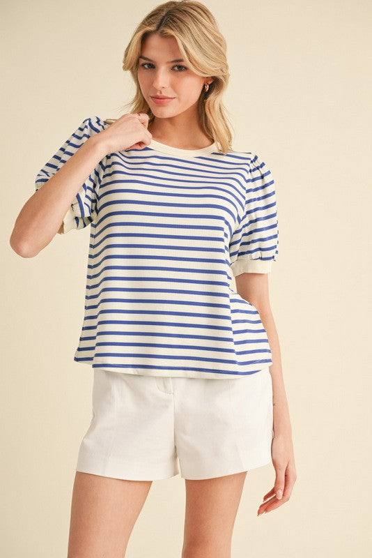 Bulldog Blue Striped Top
