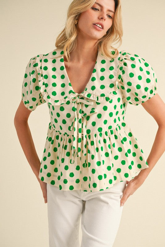 Polka Dot Peplum Top
