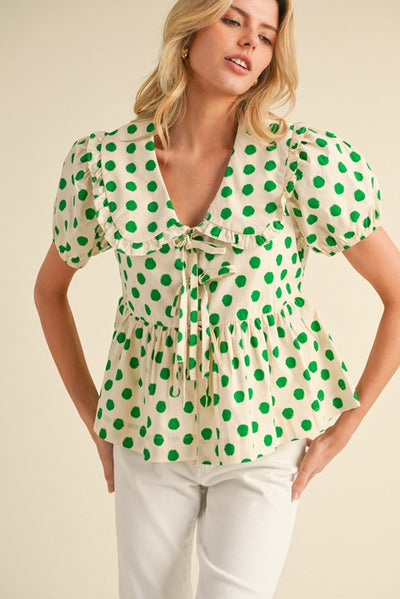 Polka Dot Peplum Top