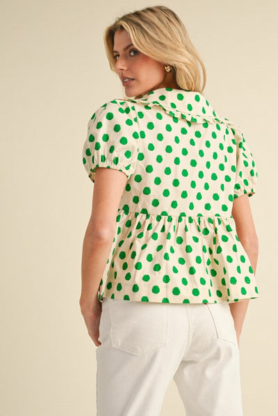 Polka Dot Peplum Top