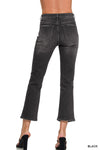 Zenana Distressed Cropped 5 Pocket Denim in  Black