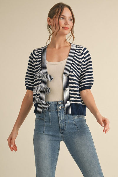 Navy Bows Cardigan
