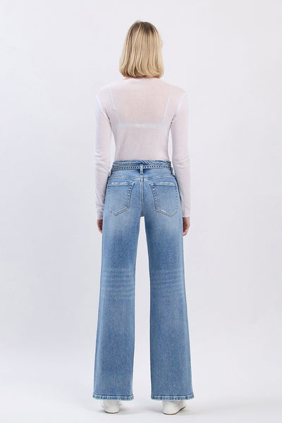 Vervet High Rise Self Belt Wide Jeans