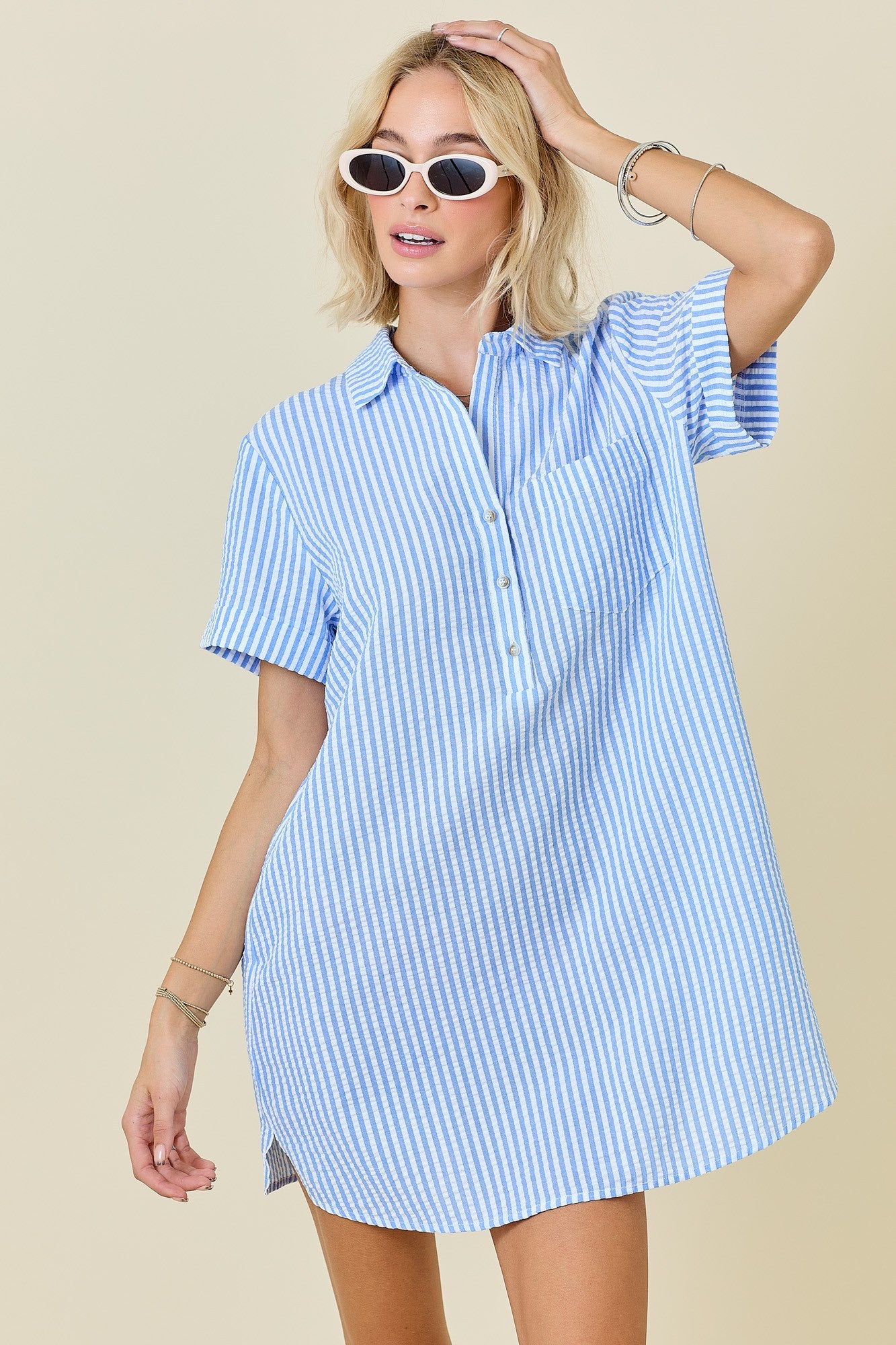 Striped Seersucker Easy Shirt Dress Striped Seersucker Easy Shirt Dress