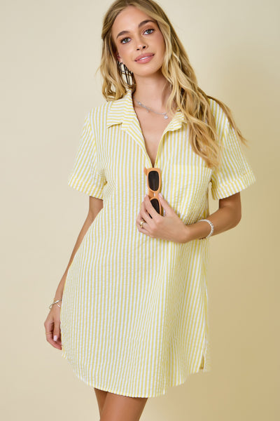Striped Seersucker Easy Shirt Dress