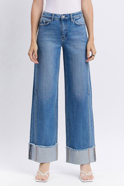 Vervet Olivia High Rise Cuffed Wide Jeans