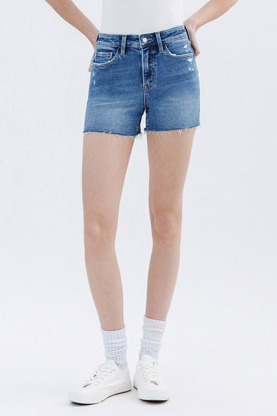 Rebecca High Rise Raw Hem Denim Shorts