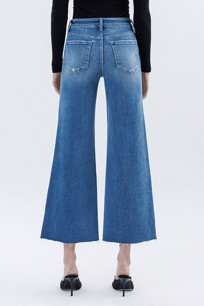 Vervet Olivia High Rise Raw Hem AnkleWide Leg Jeans