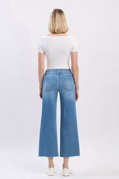 Vervet by Flying Monkey High Rise Clean Cut Raw Hem Crop Slim Wide Jeans