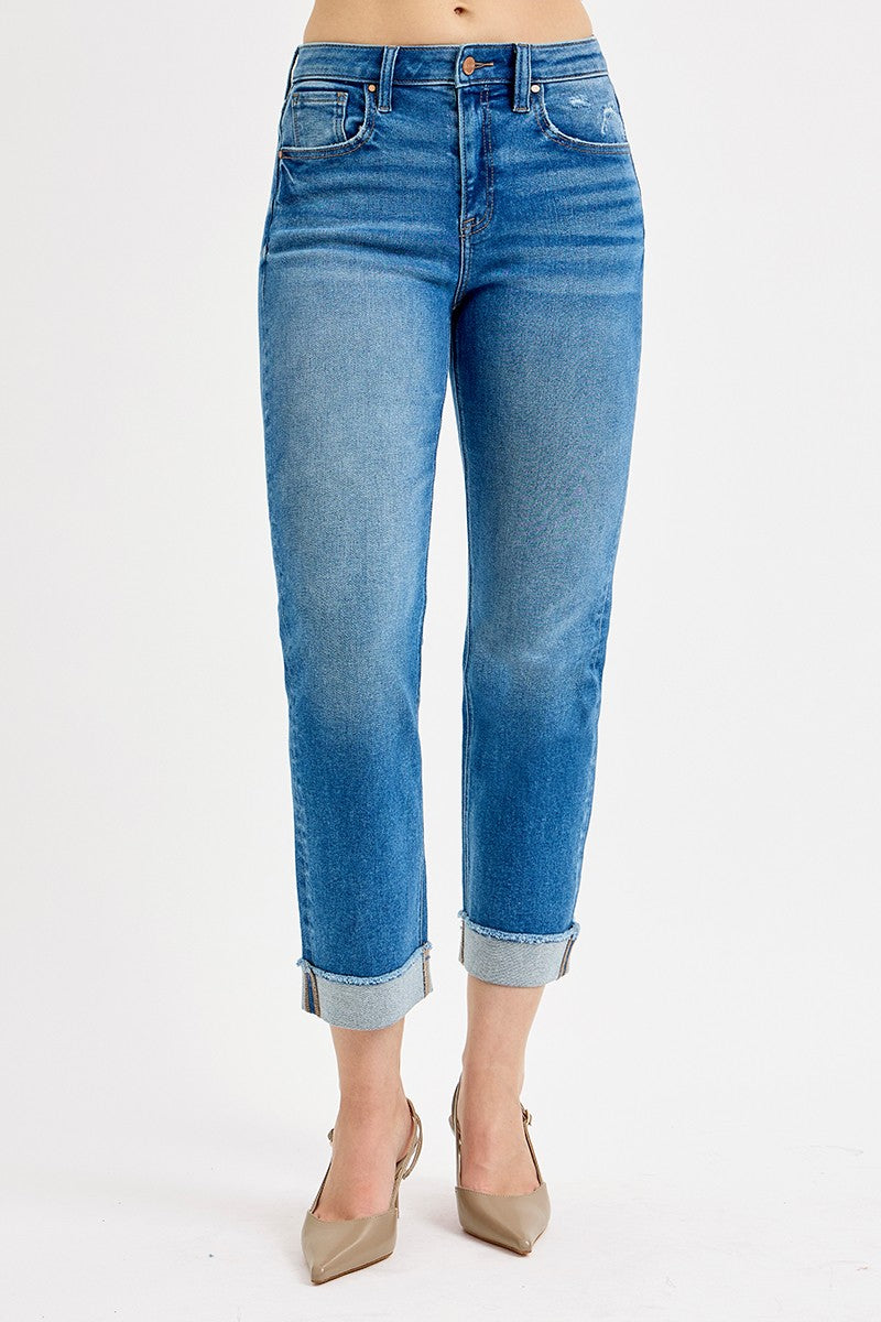 Risen High Rise Boyfriend Fit Ankle Jeans