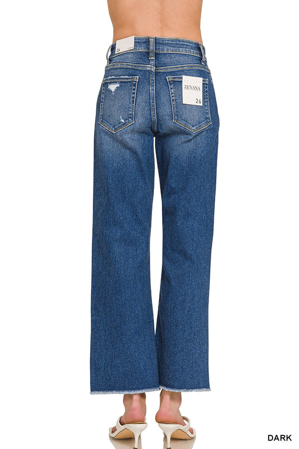 Zenana High Waist Straight Leg Dark Wash Denim Pants - Bleu & Co