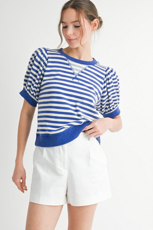 Bulldog Blue Striped Sweatshirt