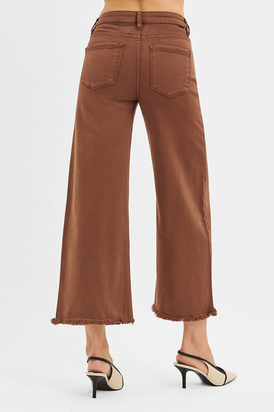 Risen Tummy Control High Rise Crop Wide Pants in Cocoa