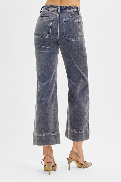 High Rise Crop Straight Corduroy Pants