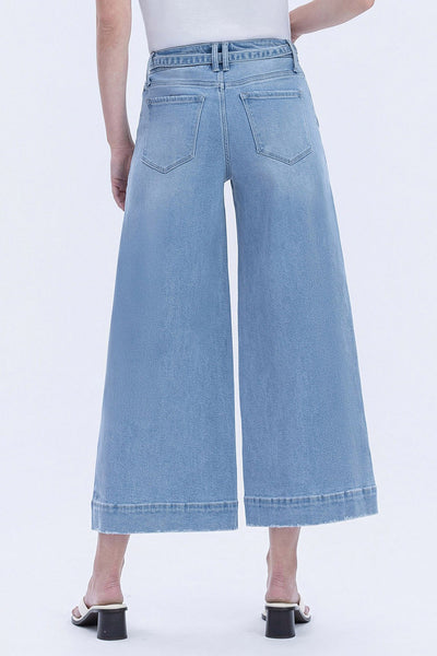 Vervet High Rise Tie Waist Crop Palazzo Jeans