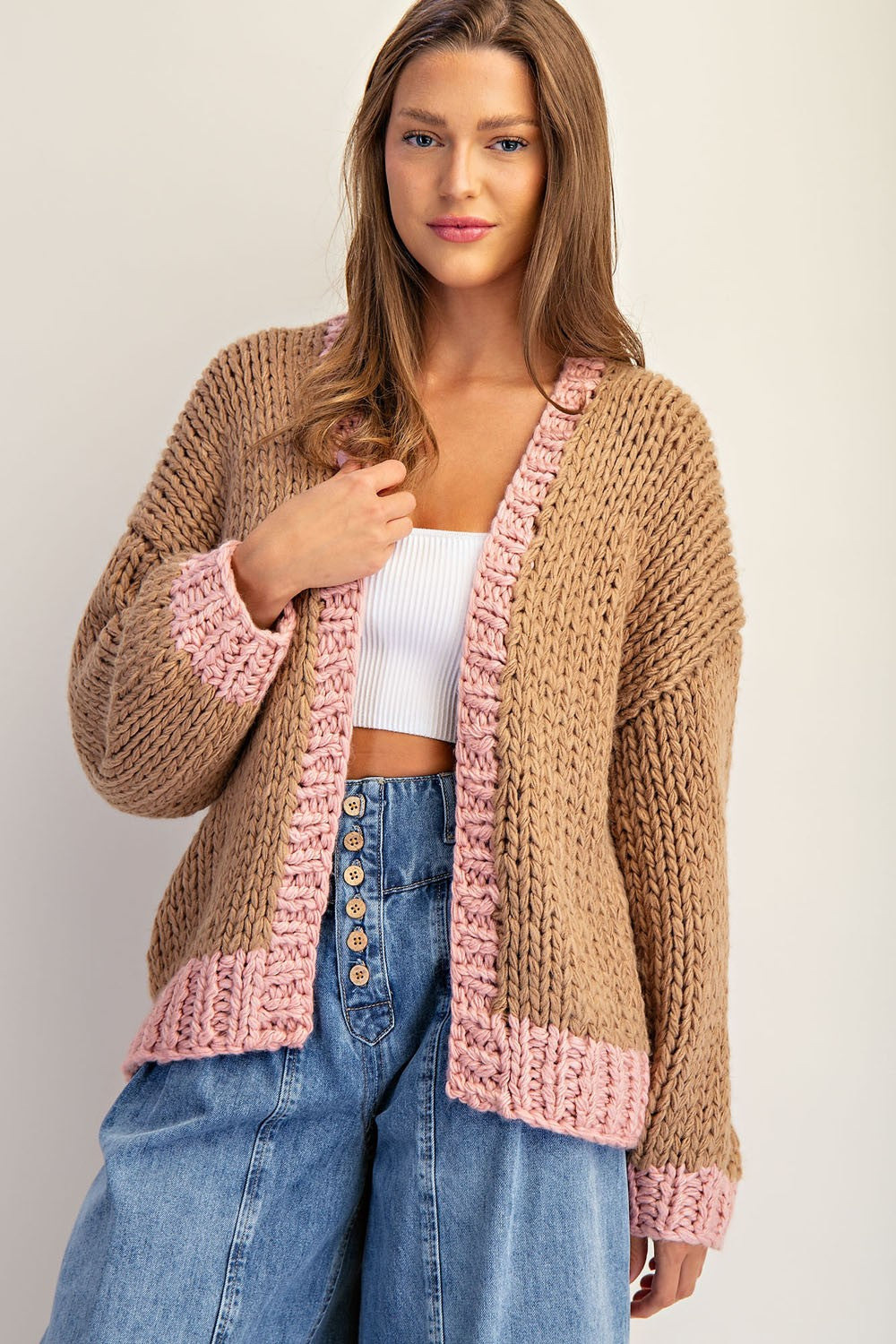 Pop of Dusty Pink Sweater