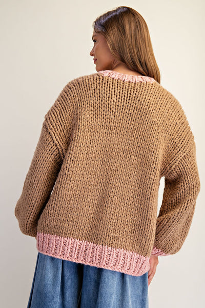 Pop of Dusty Pink Sweater