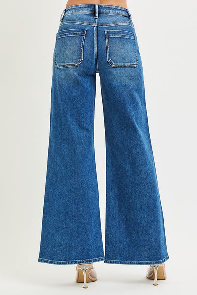 Risen High Rise Wide Jeans With Front Yoke Seam