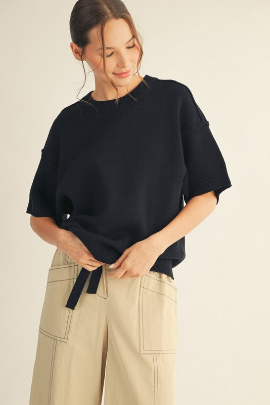 Raw Edge Accent Comfy Sweater