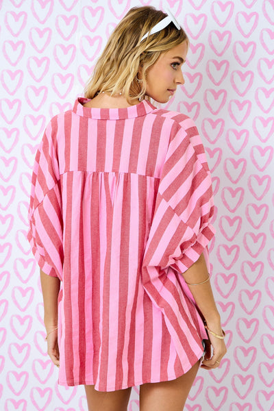 Oversized Striped Pink
