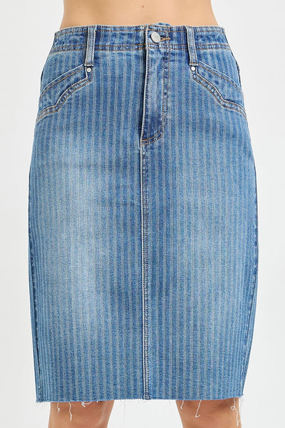 Risen High Rise Mid-length Skirt In Striped