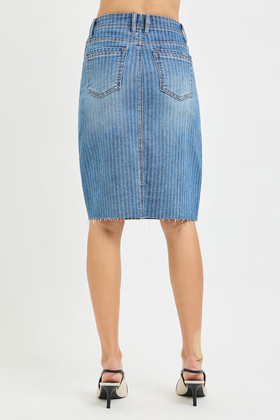 Risen High Rise Mid-length Skirt In Striped